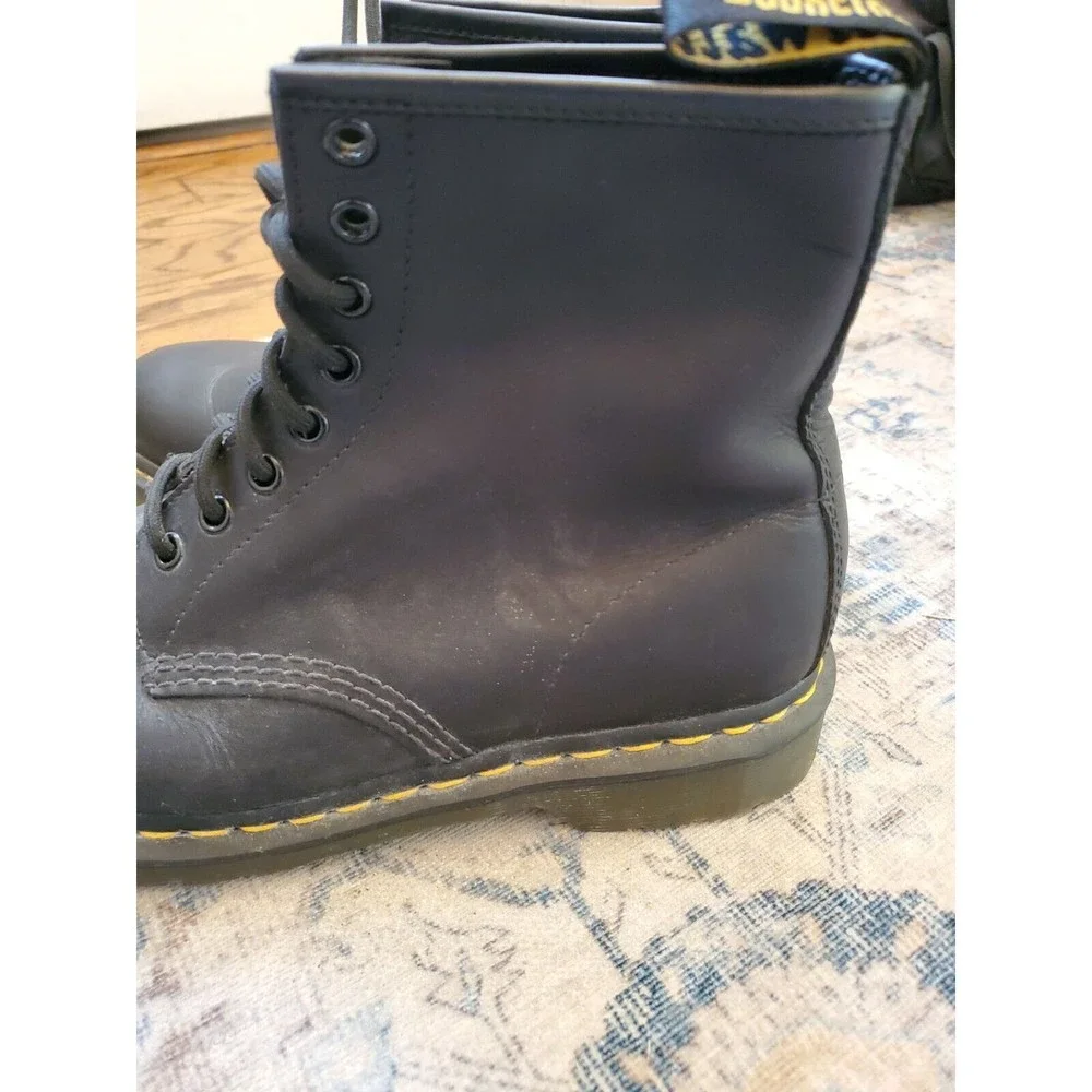 Dr. Doc Martens PASCAL black leather combat boot, fits like women’s size 10 - Picture 8 of 12